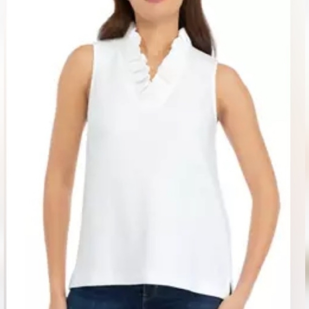 Crown & Ivy Swiss Dot Sleeveless Blouse     Size L
